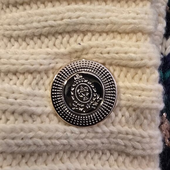 Talbots Plus Cardigan 3X 3XL Sweater Button Down Gold Metallic Green Blue Cream - Picture 9 of 15